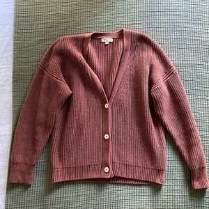 Tradlands Plum Cotton Button Cardigan